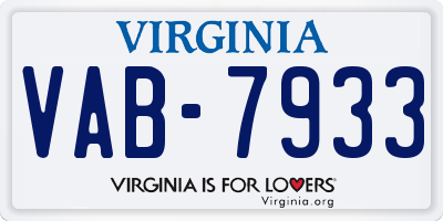 VA license plate VAB7933