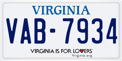 VA license plate VAB7934