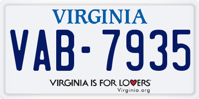 VA license plate VAB7935