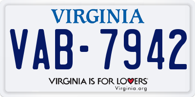 VA license plate VAB7942