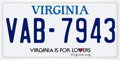 VA license plate VAB7943