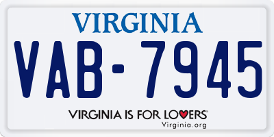 VA license plate VAB7945