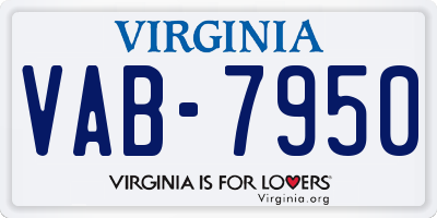 VA license plate VAB7950