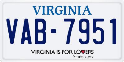 VA license plate VAB7951