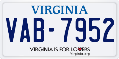 VA license plate VAB7952