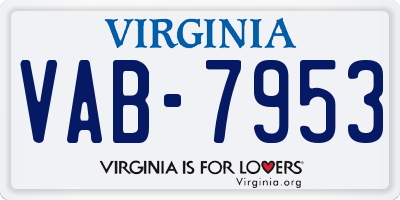 VA license plate VAB7953