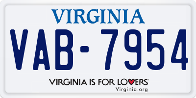 VA license plate VAB7954