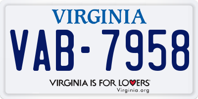 VA license plate VAB7958