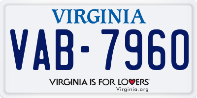 VA license plate VAB7960