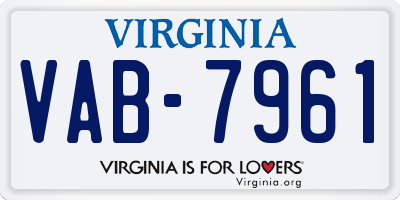 VA license plate VAB7961