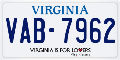 VA license plate VAB7962