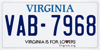 VA license plate VAB7968