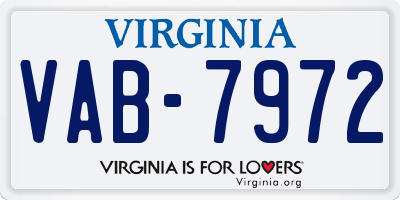 VA license plate VAB7972