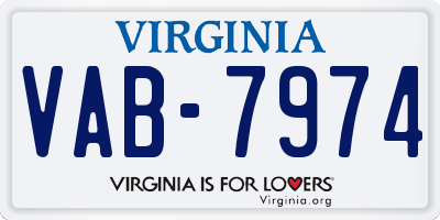 VA license plate VAB7974