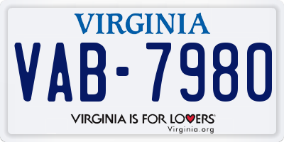 VA license plate VAB7980