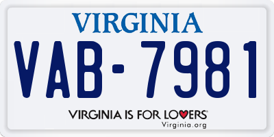 VA license plate VAB7981