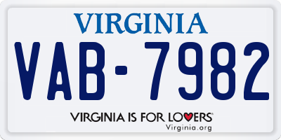 VA license plate VAB7982