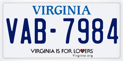 VA license plate VAB7984