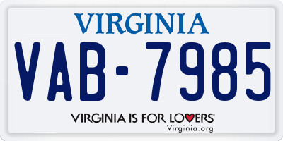 VA license plate VAB7985