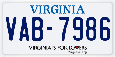 VA license plate VAB7986