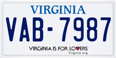 VA license plate VAB7987