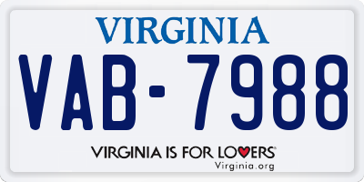 VA license plate VAB7988