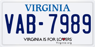 VA license plate VAB7989