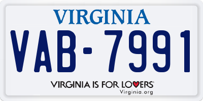 VA license plate VAB7991