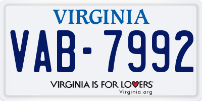 VA license plate VAB7992