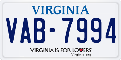 VA license plate VAB7994