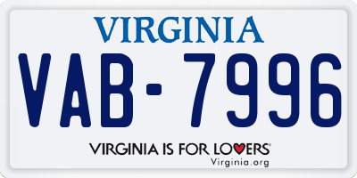 VA license plate VAB7996