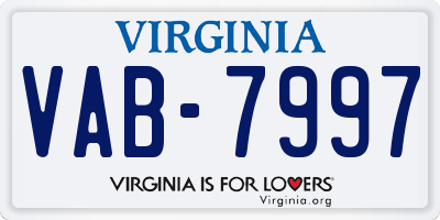 VA license plate VAB7997