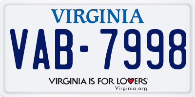 VA license plate VAB7998