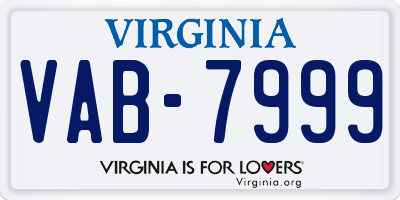 VA license plate VAB7999