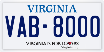 VA license plate VAB8000