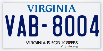 VA license plate VAB8004