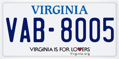 VA license plate VAB8005