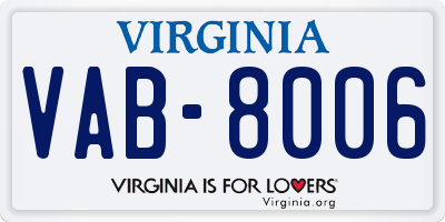 VA license plate VAB8006