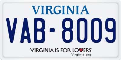 VA license plate VAB8009