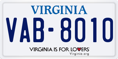 VA license plate VAB8010