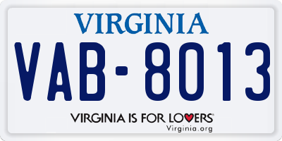 VA license plate VAB8013