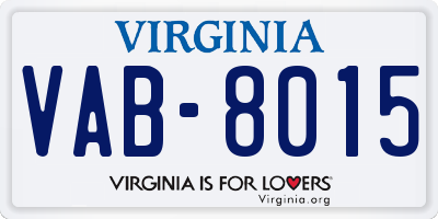 VA license plate VAB8015