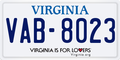 VA license plate VAB8023