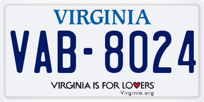 VA license plate VAB8024