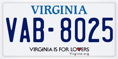 VA license plate VAB8025