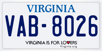 VA license plate VAB8026