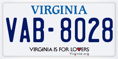 VA license plate VAB8028