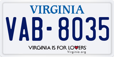 VA license plate VAB8035