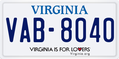 VA license plate VAB8040