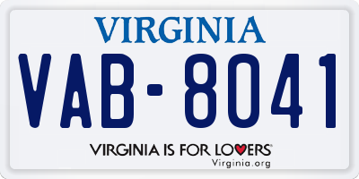 VA license plate VAB8041